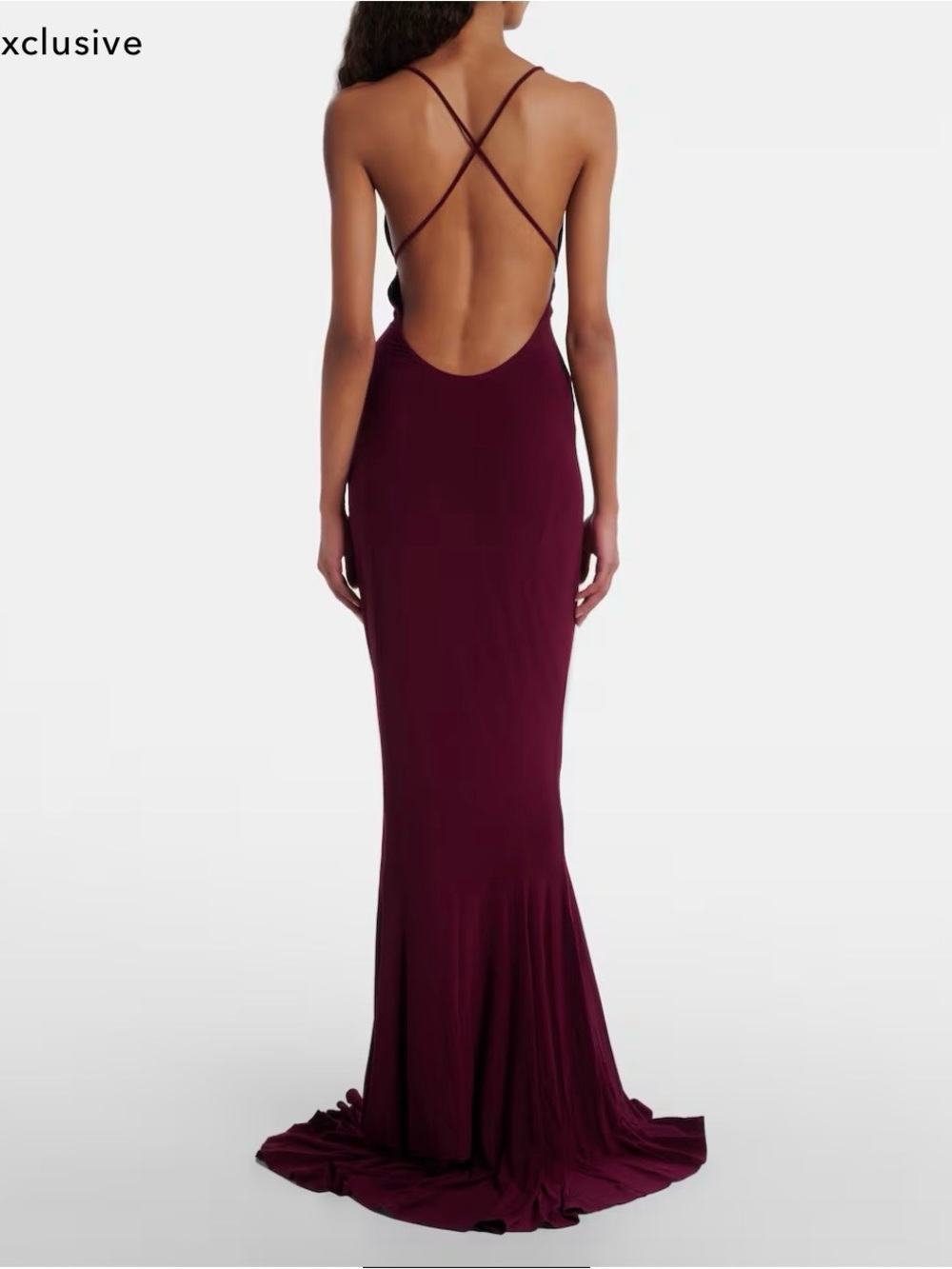 Norma Kamali Revolve Backless Burgundy Gown Slinky Chic Elegant Maxi Dress XS